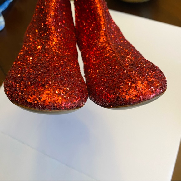 Mansur Gavriel Red Glitter Ankle Boots 35 - Picture 10 of 13